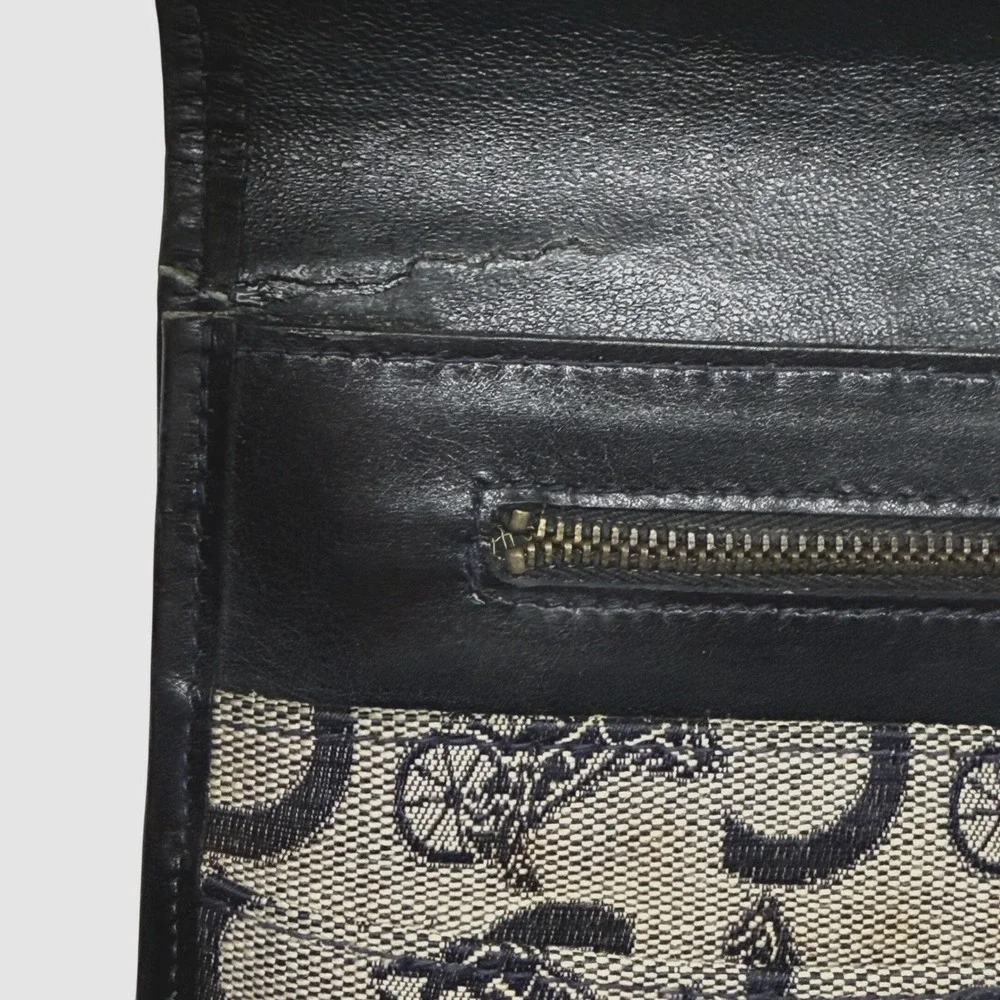 Celine Vintage Canvas Leather Trimmed Clutch Bag Monogram blue cream tan - Picture 6 of 11
